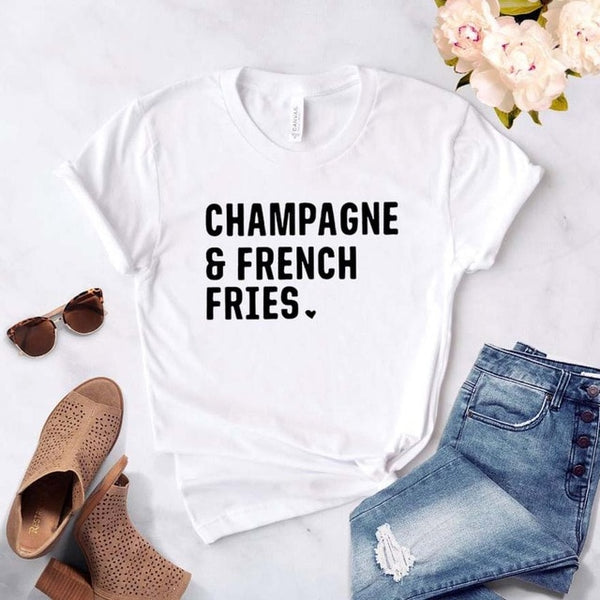 Champagne french fries Women tshirt Cotton Casual Hipster Funny t-shirt Gift Lady Yong Girl Top Tee Drop Ship ZY-291 - Viva Shirt