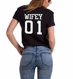 OMSJ New Fashion Hubby Wifey 01 Couple T-shirt 2018 Summer Lovers T Shirt Women Men Funny Letter Print T Shirts Gifts For Loved - Viva Shirt