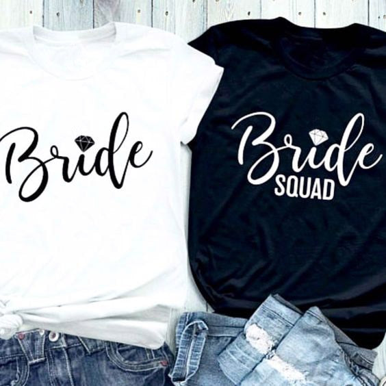 Bride Diamond Letter Printed T-Shirt Bride Diamond Squad Coupled Tops Feminist Gift Cotton Fashion Tee Aesthetic Graphic Shirts - Viva Shirt