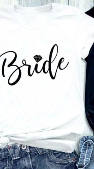 Bride Diamond Letter Printed T-Shirt Bride Diamond Squad Coupled Tops Feminist Gift Cotton Fashion Tee Aesthetic Graphic Shirts - Viva Shirt