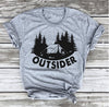 Outsider T-shirt Camping Tee Camper Shirt Go Outdoo Hiking Tshirt, Adventure funny graphic slogan tree shirts gift goth art tops - Viva Shirt