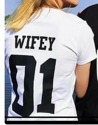 wifey and hubby 01 Couples T-Shirt Tumblr Slogan Honeymoon Romance Love Marriage Tees Couples Gifts Clothing Trendy Match Tops - Viva Shirt