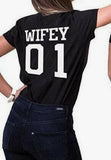 wifey and hubby 01 Couples T-Shirt Tumblr Slogan Honeymoon Romance Love Marriage Tees Couples Gifts Clothing Trendy Match Tops - Viva Shirt