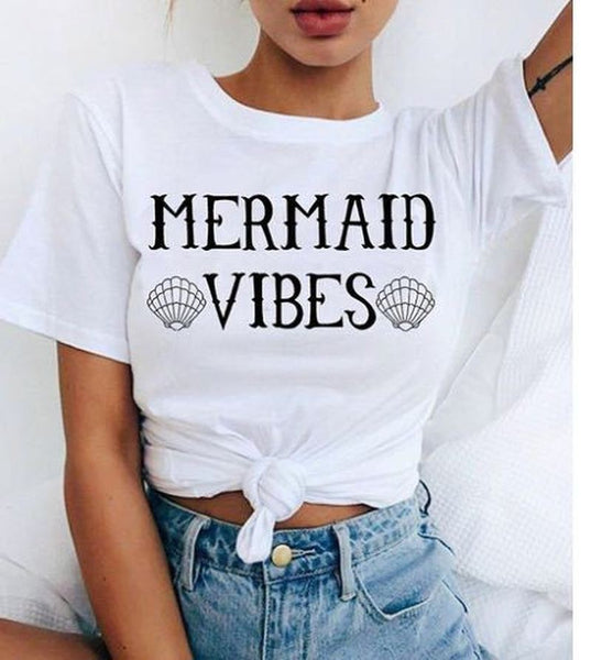 MERMAID VIBES T-shirts Women Graphic Tees 2018 Gift Funny Shirts Dropship - Viva Shirt