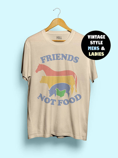 Hillbilly Friends Not Food Cotton T-shirt Vintage Tshirt Tee Gift for Vegan Shirt Vegetarian Natural Cute Hippie 80s 90s Tops - Viva Shirt