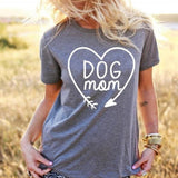 DOG MOM Heart Arrow T-Shirt Hipster Casual Gray Clothing Stylish Tee Mother's Day Gift Tops Dog Lovers Graphic Grunge Shirts - Viva Shirt