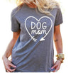 DOG MOM Heart Arrow T-Shirt Hipster Casual Gray Clothing Stylish Tee Mother's Day Gift Tops Dog Lovers Graphic Grunge Shirts - Viva Shirt