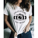 When Life Gets Blurry, Adjust Your Focus T-Shirt Photographer Gift Idea Camera T-Shirt Funny Humor White Tumblr Shirt Clothing - Viva Shirt