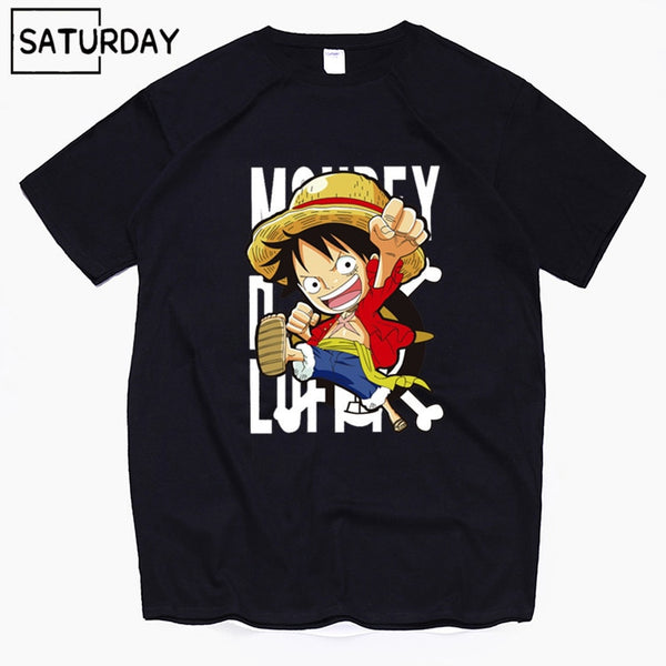 Men's One Piece Luffy Harajuku Funny Cotton T Shirts Unisex Summer Cotton Workout Tshirts Anime Tops Boyfriend Gift - Viva Shirt