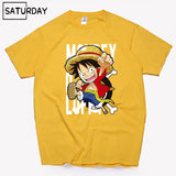 Men's One Piece Luffy Harajuku Funny Cotton T Shirts Unisex Summer Cotton Workout Tshirts Anime Tops Boyfriend Gift - Viva Shirt
