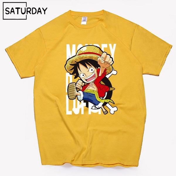 Men's One Piece Luffy Harajuku Funny Cotton T Shirts Unisex Summer Cotton Workout Tshirts Anime Tops Boyfriend Gift - Viva Shirt