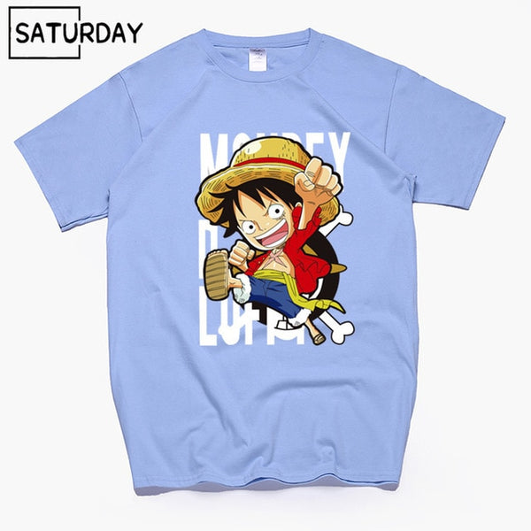 Men's One Piece Luffy Harajuku Funny Cotton T Shirts Unisex Summer Cotton Workout Tshirts Anime Tops Boyfriend Gift - Viva Shirt