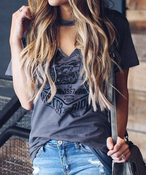 Fashion Tops Tee For Summer 2019 Printed V-Neck T-shirt Women Sexy Short Sleeve Tees t-shirt femme imprime Tops Lady Streetwear - Viva Shirt