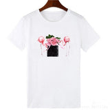 Vogue Style Women Round Neck White T-shirt Harajuku Short Sleeve Top Tees Girlfriend Gift - Viva Shirt