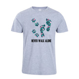 Never Walk Alone Tropical Flower T-shirt Dog Lover Shirt Foot Dog Shirt Tropical Flower gift Cotton Top Tees - Viva Shirt