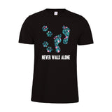 Never Walk Alone Tropical Flower T-shirt Dog Lover Shirt Foot Dog Shirt Tropical Flower gift Cotton Top Tees - Viva Shirt