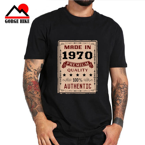 40th 50th Birthday Gift Vintage Made in 1970 Aged Perfectly Men 70S T Shirt Fashion Camiseta 3XL Cotton Short Sleeve T-shirt Men - Viva Shirt