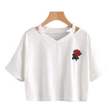 Drop Ship Pocket Rose T Shirt Women Tees mini short sleeve fashion tops Casual Female sexy t-shirts NV72 P - Viva Shirt