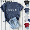 WEPBEL Summer Fashion Moon Phases Printed Shirt T-shirt Ladies Casual Short Sleeve V-neck Tee Tops - Viva Shirt